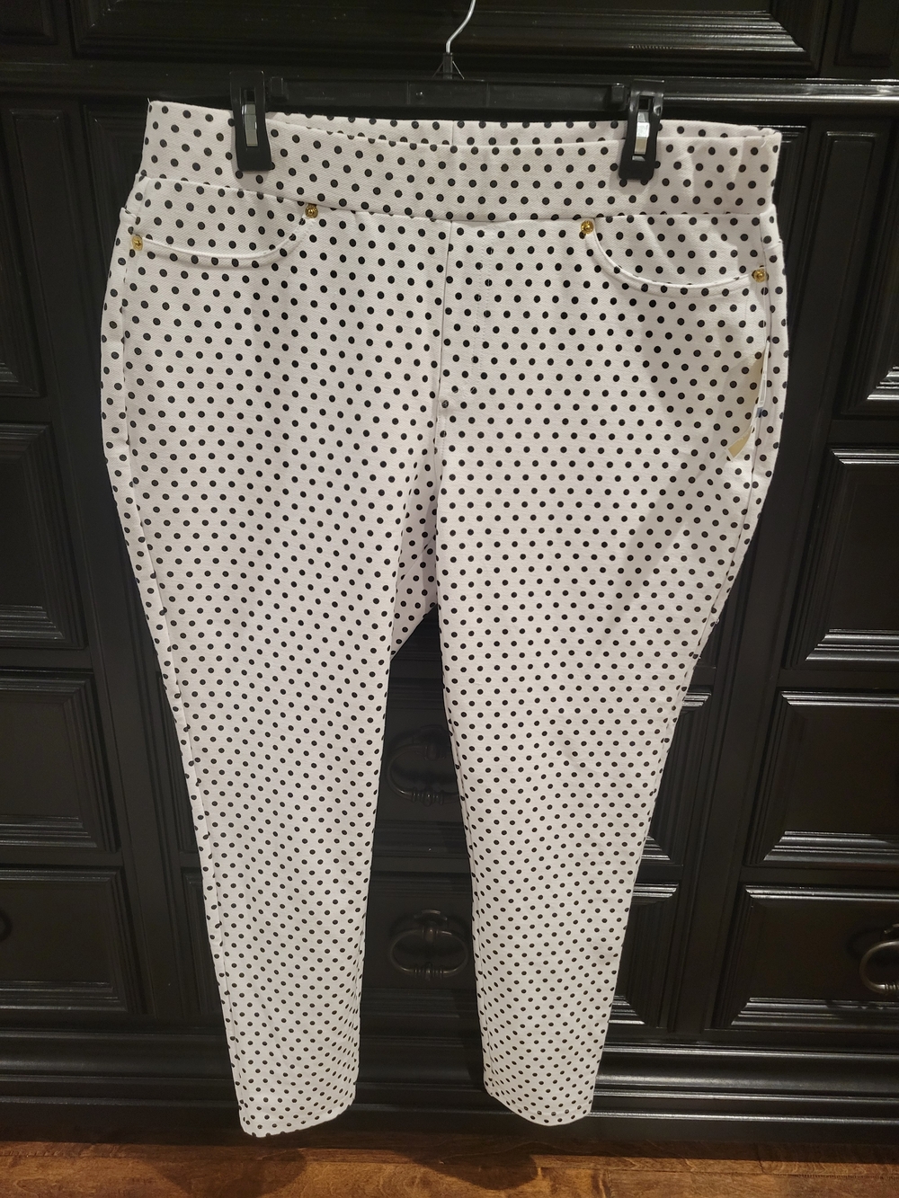 MICHAEL Michael Kors White Pants with Black Polka Dots